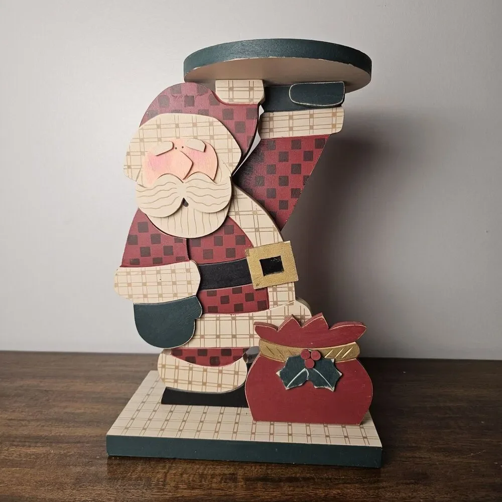 Vintage Terry’s Village Wooden Santa Stand Holiday Christmas Decor
